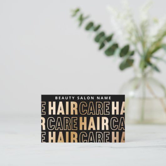 Luxury Gold Pattern Natercare Hair Instructions Visitekaartje (Staand voorkant)