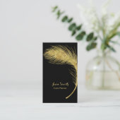 Luxury Gold Peacock Feather Elegant Visitekaartje (Staand voorkant)