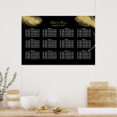 Luxury Gold Peacock Feather Wedding Seding Chart Poster (Keuken)