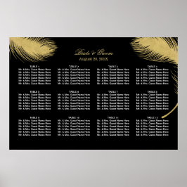Luxury Gold Peacock Feather Wedding Seding Chart Poster
