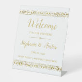 Luxury Gold Pedestal Sign Reclamebord Met Voetstuk (Voorkant)