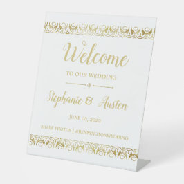 Luxury Gold Pedestal Sign Reclamebord Met Voetstuk