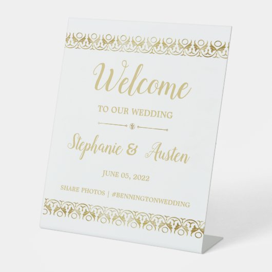 Luxury Gold Pedestal Sign Reclamebord Met Voetstuk (Voorkant)