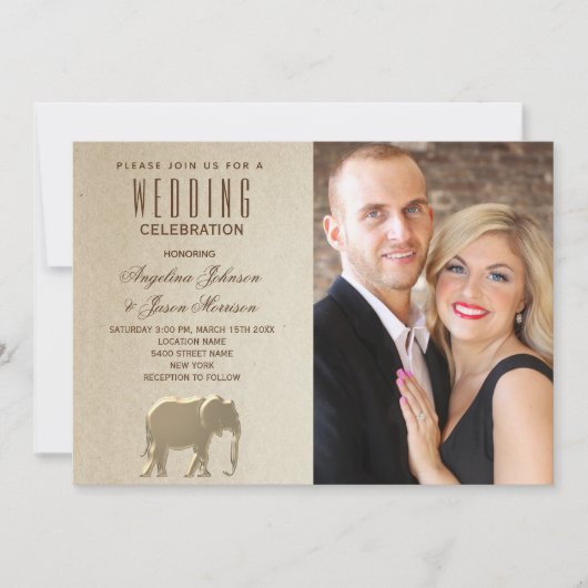 Luxury Gold Photo Wedding Kaart (Voorkant)