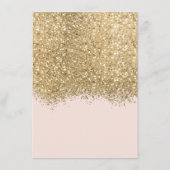 Luxury Gold Pink Glitter Confetti Wedding Details Informatiekaartje (Achterkant)