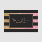 Luxury Gold Pink Glitter Stripes Naamplaatje (Voorkant)