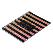 Luxury Gold Pink Glitter Stripes - Notitieboek (Linkerzijde)