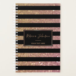 Luxury Gold Pink Glitter Stripes - Planner