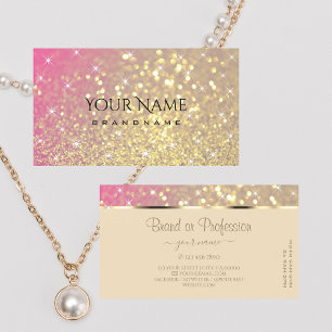Luxury Gold Pink Paars Glitter Luminous Stars Visitekaartje