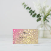 Luxury Gold Pink Paars Glitter Sparkle Stars Logo Visitekaartje (Staand voorkant)