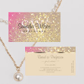 Luxury Gold Pink Paars Glitter Stars en Initialen Visitekaartje