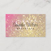 Luxury Gold Pink Paars Glitter Stars en Initialen Visitekaartje (Voorkant)