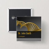 Luxury Gold Professional Medical DNA Strand Vierkante Button 5,1 Cm (Voorkant /achterkant)
