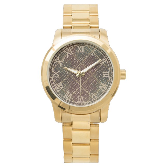 Luxury Gold Red Green Color Pattern  Horloge (Voorkant)