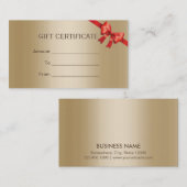 Luxury Gold Red Ribbon Cadeaubon Kortingskaartje (Voorkant / Achterkant)