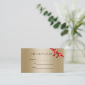 Luxury Gold Red Ribbon Cadeaubon Kortingskaartje (Staand voorkant)