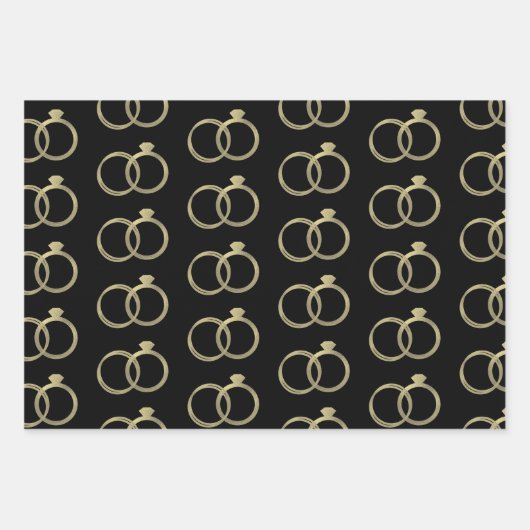 Luxury Gold Rings Wedding Inpakpapier Vel (Voorkant 3)
