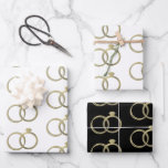 Luxury Gold Rings Wedding Inpakpapier Vel<br><div class="desc">en Romantisch Gold Faux Rings Pattern</div>