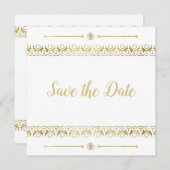 Luxury Gold Save the Date Invitation Kaart (Voorkant / Achterkant)