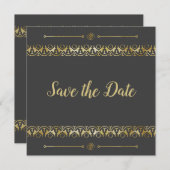 Luxury Gold Save the Date Invitation Kaart (Voorkant / Achterkant)