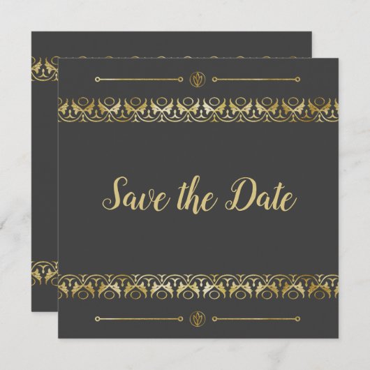 Luxury Gold Save the Date Invitation Kaart (Voorkant / Achterkant)