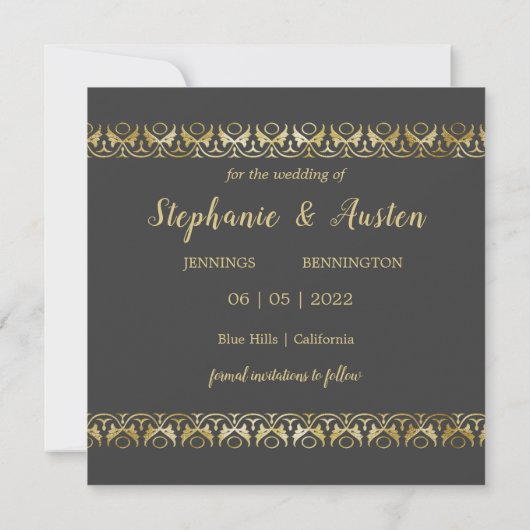 Luxury Gold Save the Date Invitation Kaart (Achterkant)