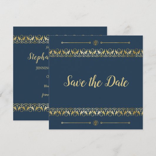 Luxury Gold Save the Date Invitation Kaart (Voorkant / Achterkant)