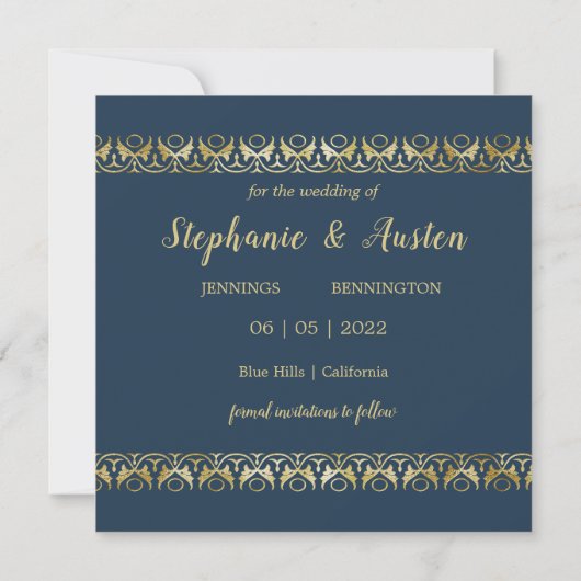 Luxury Gold Save the Date Invitation Kaart (Achterkant)