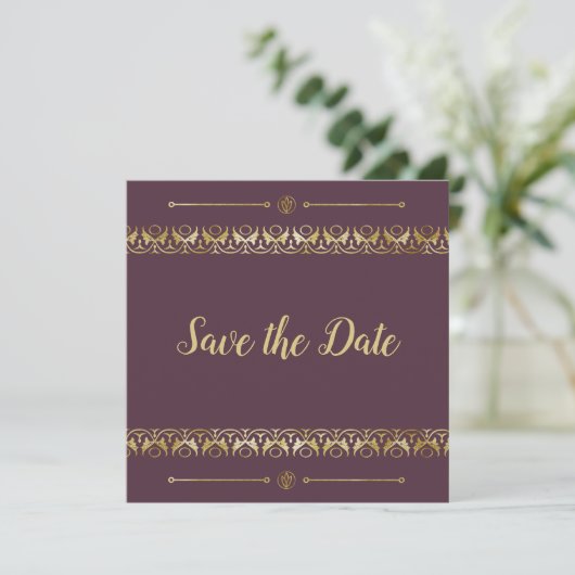 Luxury Gold Save the Date Invitation Kaart (Staand voorkant)