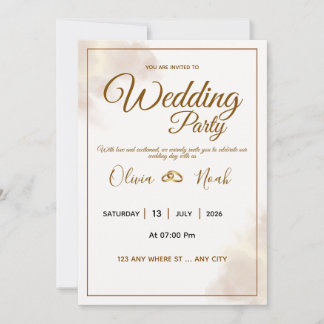 Luxury Gold Script Wedding Invitation Kaart