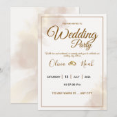 Luxury Gold Script Wedding Invitation Kaart (Voorkant / Achterkant)