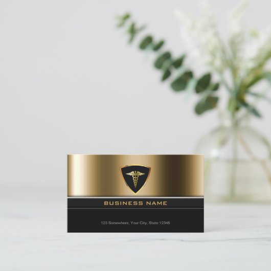 Luxury Gold Shield Medical Care Visitekaartje (Staand voorkant)