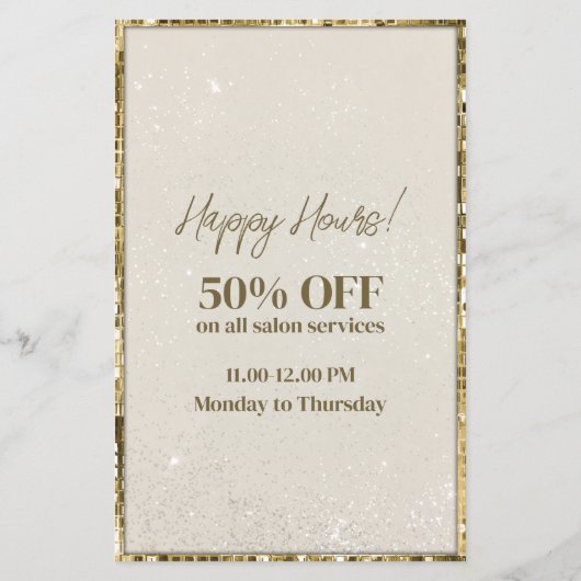 Luxury Gold Shimmer Beauty Salon Price List Flyer (Achterkant)