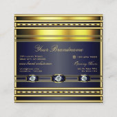 Luxury Gold Shimmer met Dark Blue en Gemstenen Vierkante Visitekaartje (Achterkant)