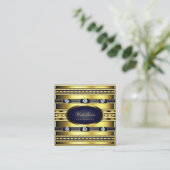 Luxury Gold Shimmer met Dark Blue en Gemstenen Vierkante Visitekaartje (Staand voorkant)