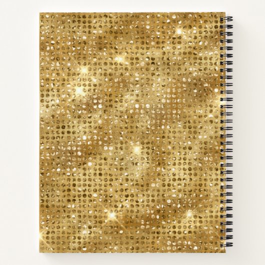 Luxury Gold Shimmering Sequins Custom Name Notitieboek (Achterkant)