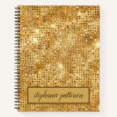 Luxury Gold Shimmering Sequins Custom Name Notitieboek (Voorkant)