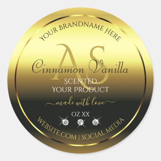 Luxury Gold Shimmery Product Label juwelen Monogra (Voorkant)