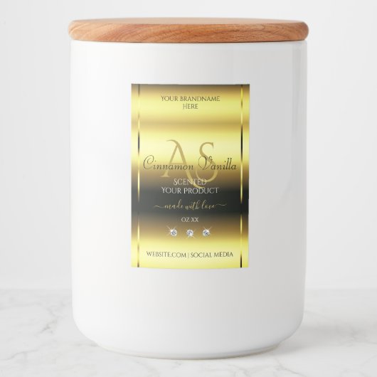 Luxury Gold Shimmery Product Label juwelen Monogra Voedselcontainer Etiket (Voorkant)