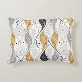 Luxury Gold Silver Black Art Deco Abstract Pattern Accent Kussen