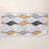Luxury Gold Silver Black Art Deco Abstract Pattern Strandlaken (Voorkant)
