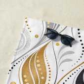 Luxury Gold Silver Black Art Deco Abstract Pattern Strandlaken (In situ)