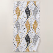 Luxury Gold Silver Black Art Deco Abstract Pattern Strandlaken (Voorkant)