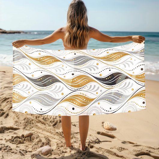 Luxury Gold Silver Black Art Deco Abstract Pattern Strandlaken