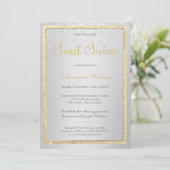 Luxury gold Silver Glitter gradiënt Sweet 16 Kaart (Staand voorkant)