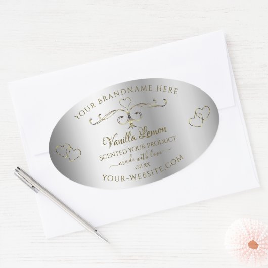 Luxury Gold  Silver Product Labels hart (Envelop)