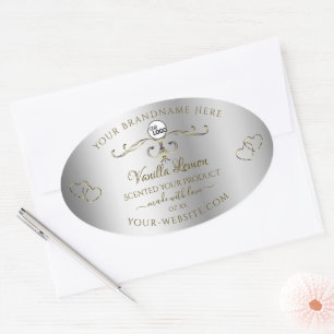 Luxury Gold  Silver-productlabels met Logo Ovale Sticker
