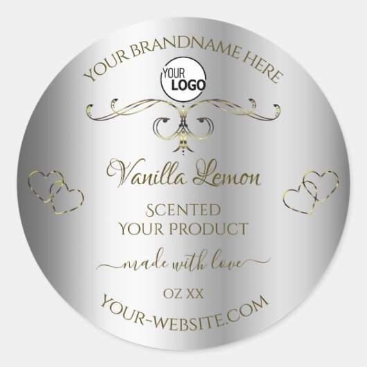 Luxury Gold  Silver-productlabels met Logo Ronde Sticker (Voorkant)