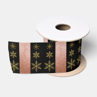 Luxury Gold Snowflakes en roze kerstmis Satijnen Lint