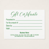 Luxury Gold Snowflakes kerstwitte boeg groen Visitekaartje (Achterkant)